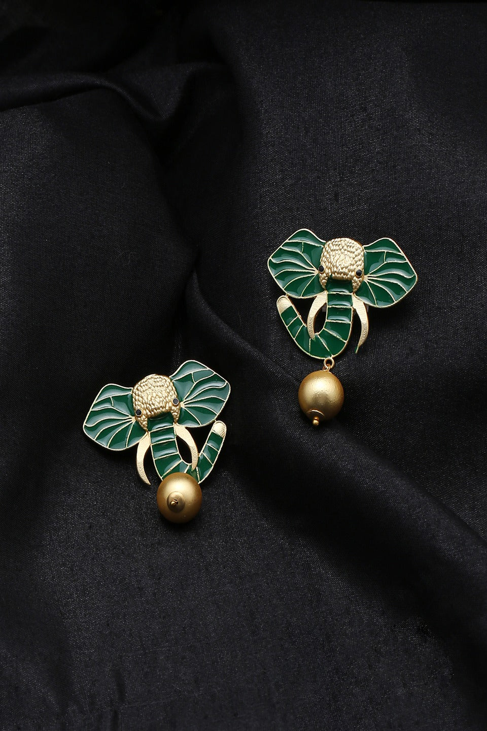 Meenakari Brass Metal Elephant Design Stud Earrings