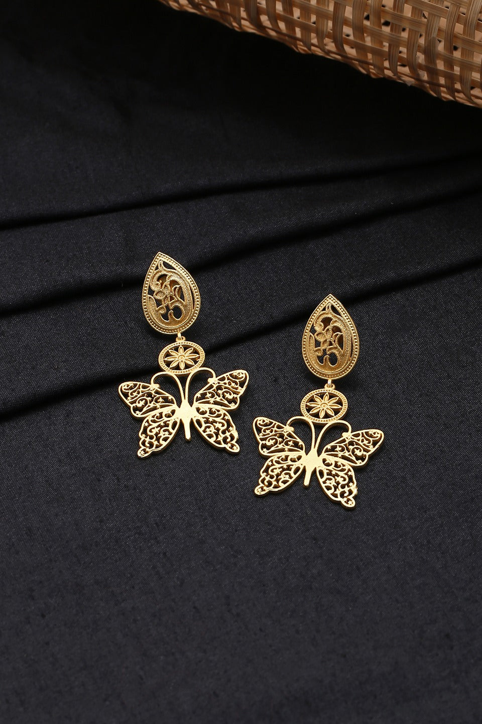 Butterfly Design Meenakari Lightweight Drop Earrings
