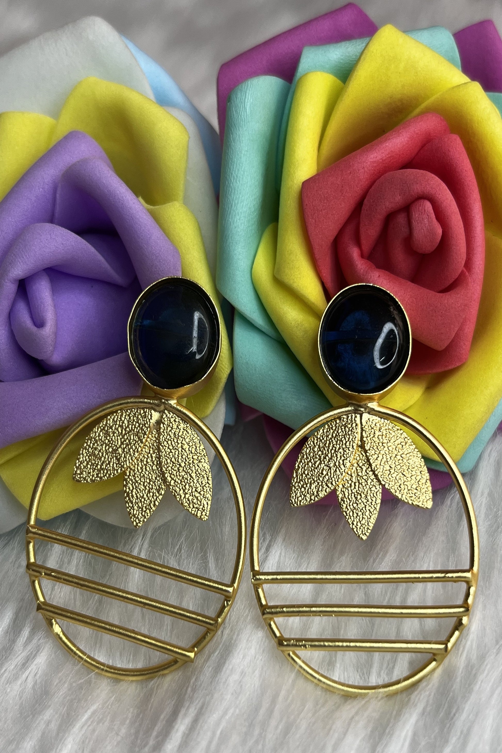 Brass Metal Stud Earrings for women
