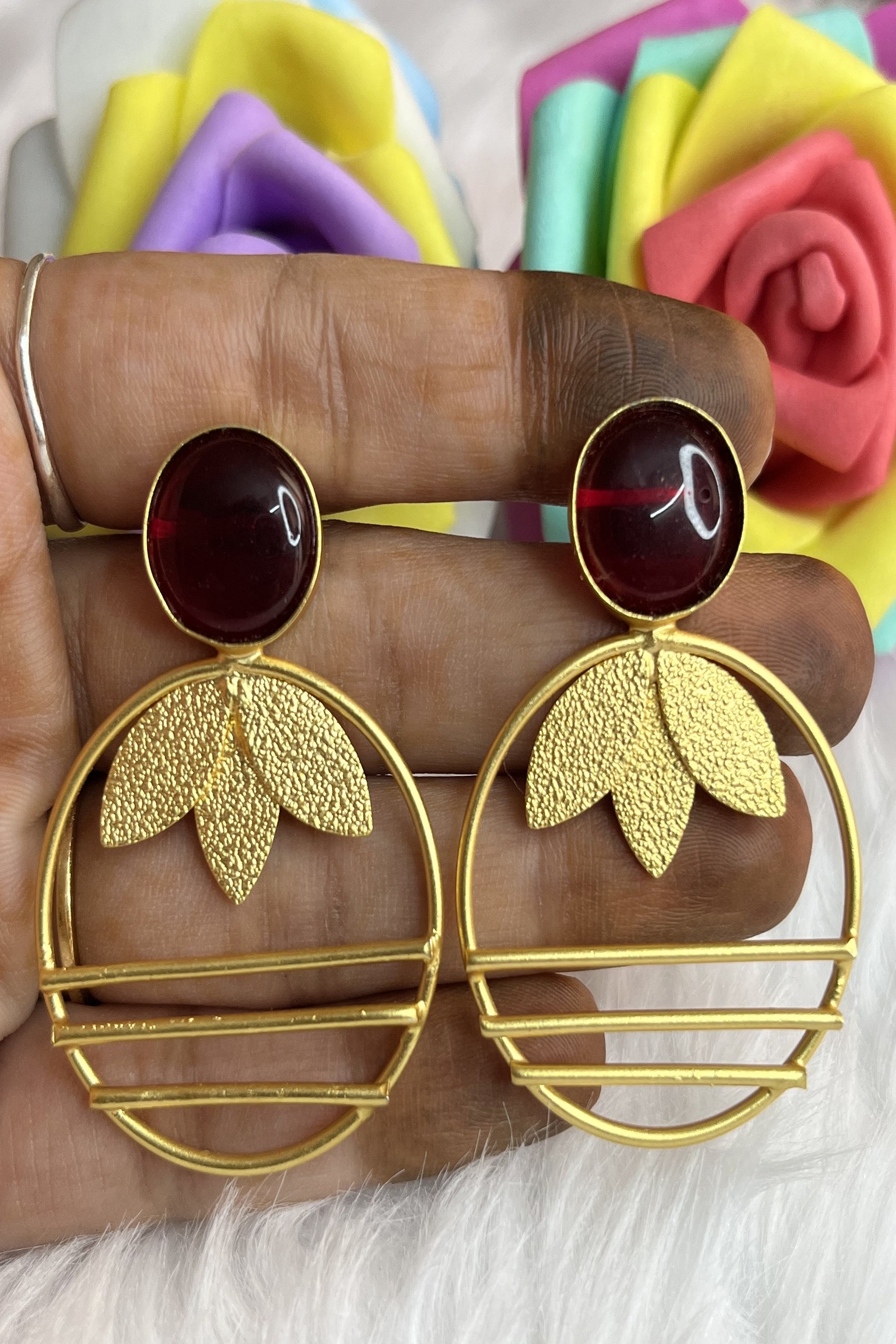 Brass Metal Stud Earrings for women
