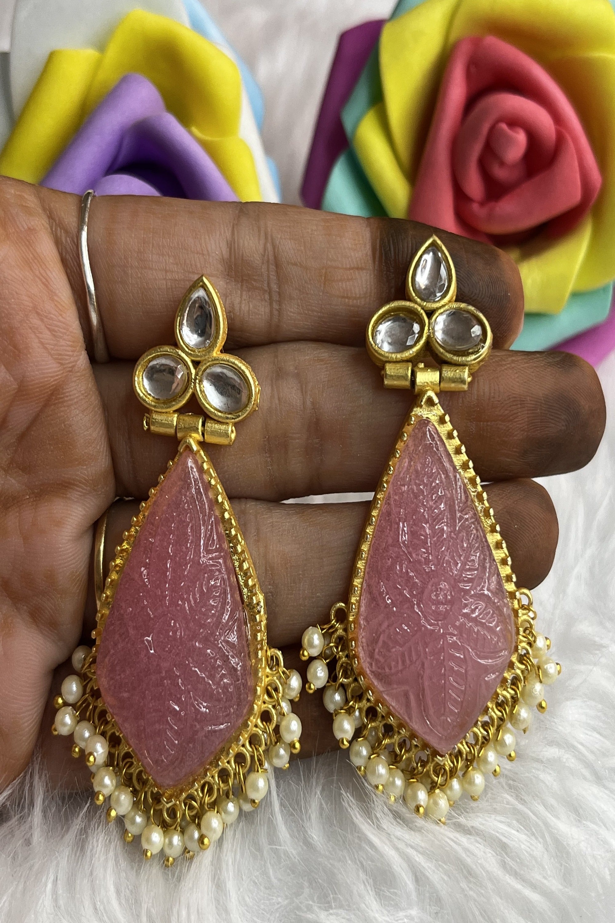 Pin by Reshma chhabria on gift earrings | Carved stone jewelry, Unique  diamond earrings, Real diamond earrings