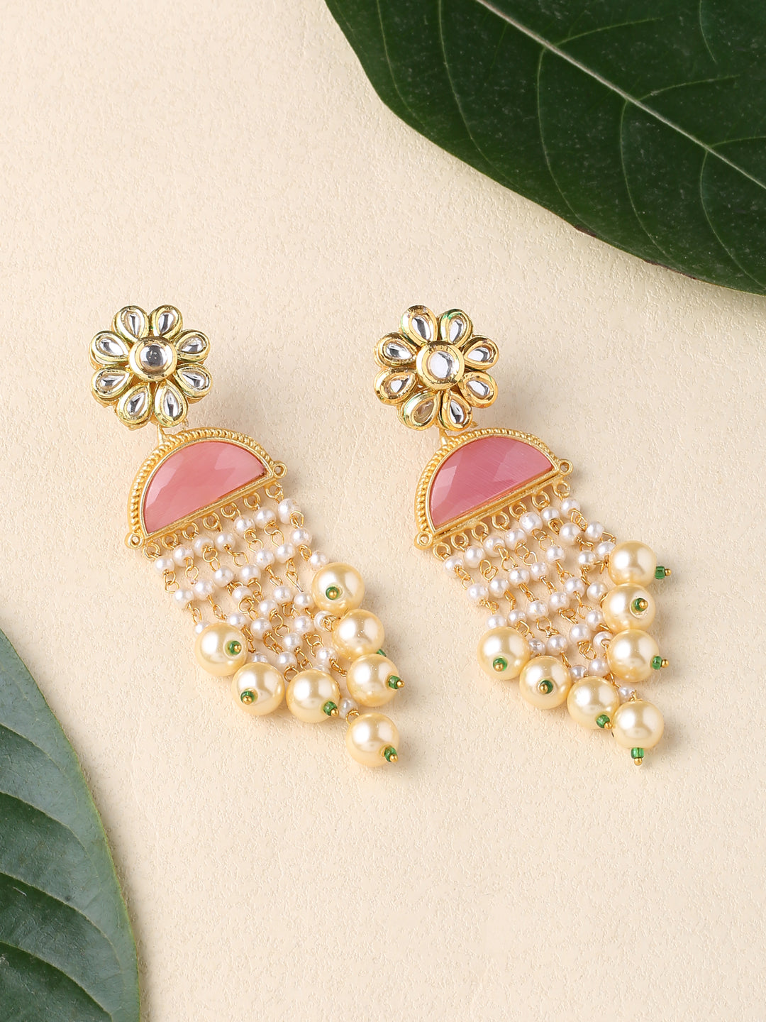 Pearl Latkan Earrings with Crystal stone