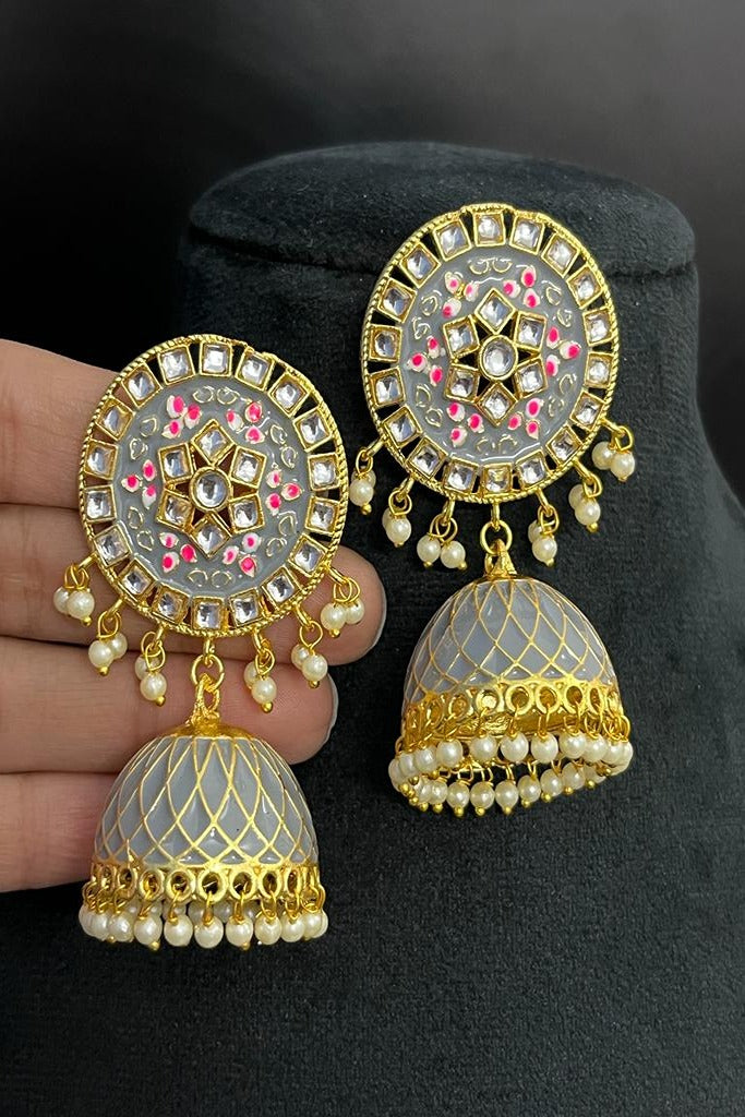 Women's Meenakari Kundan Jhumka Earrings