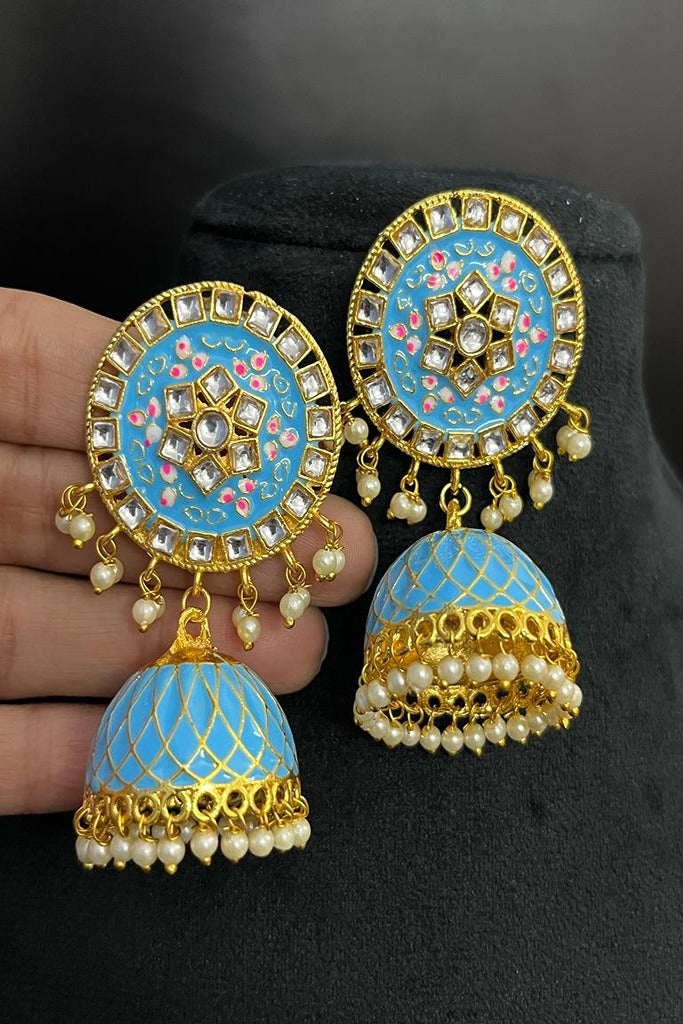 Women's Meenakari Kundan Jhumka Earrings