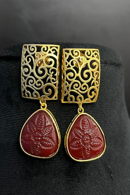 Carved Stone Earrings